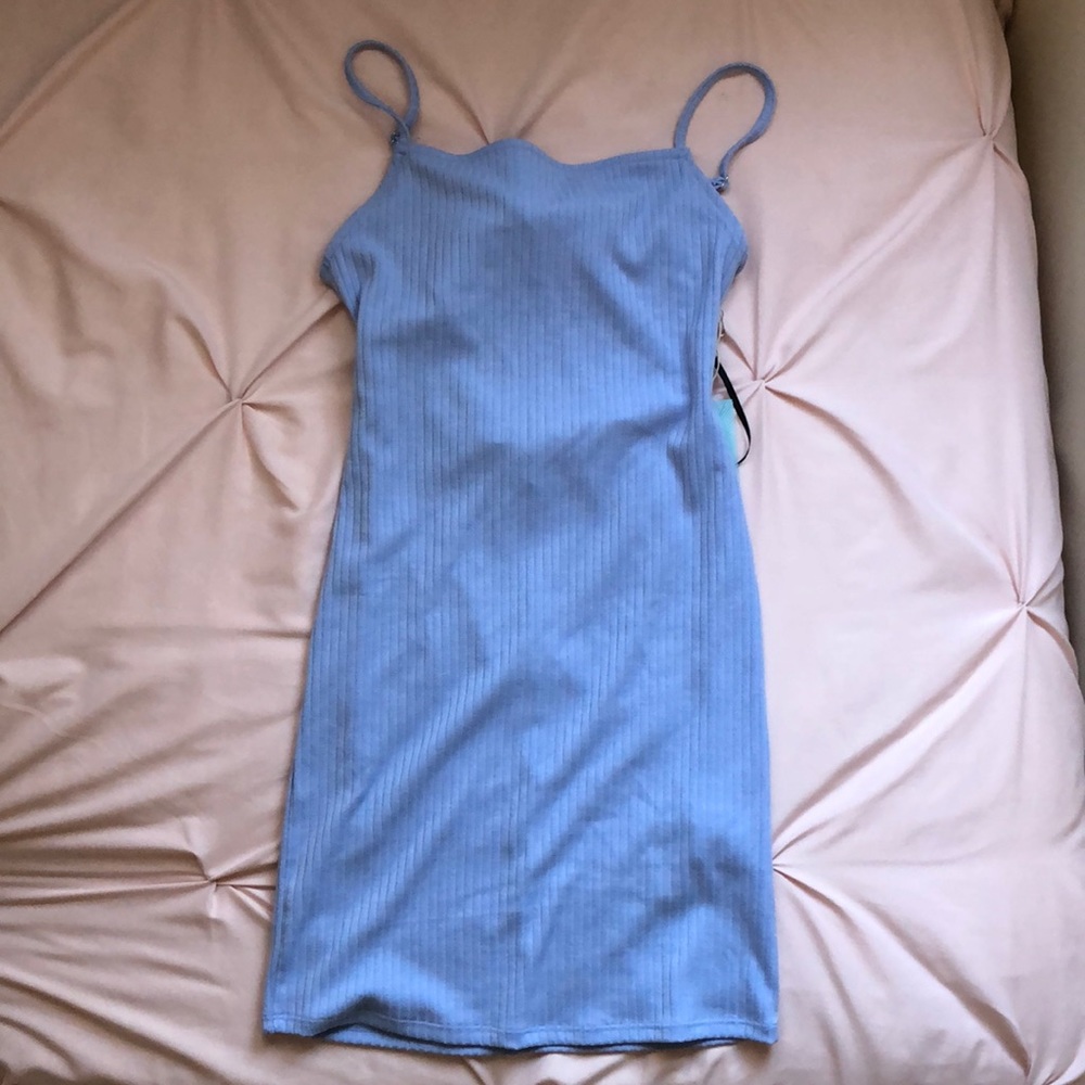 Tight periwinkle mini dress tie back